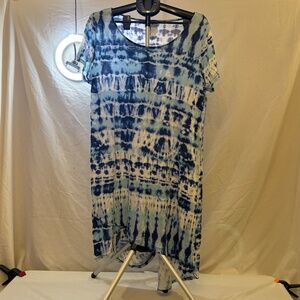 Dressbarn Sunday T Shirt High-Low Dress/Nightgown Blue Tie Dye Women’s 2XL